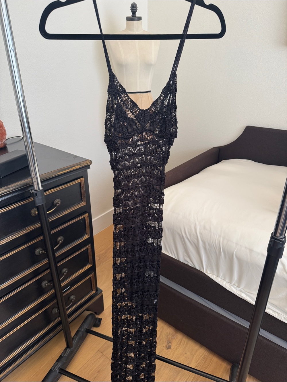 Aya Muse Black Crochet Maxi Dress